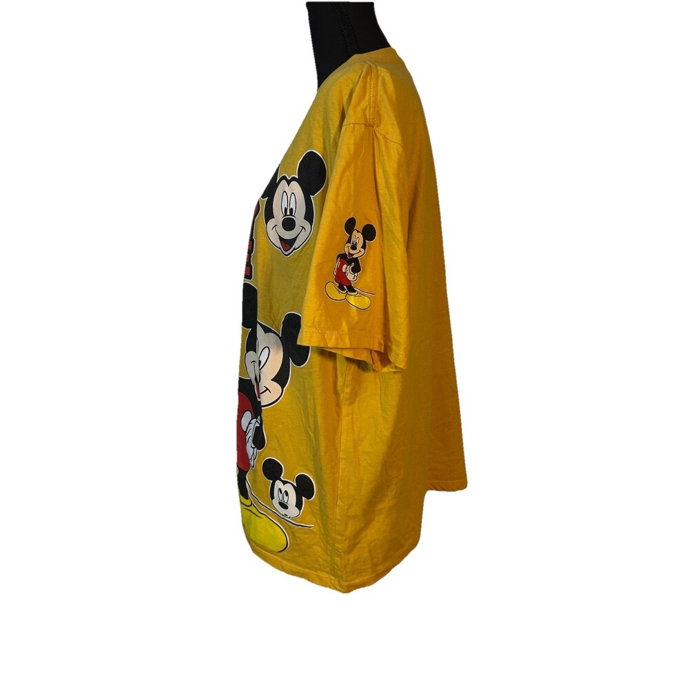 Walt Disney World Men L/XL Mickey Mouse All Over Print Tee Shirt Yellow NWOT - Picture 5 of 9